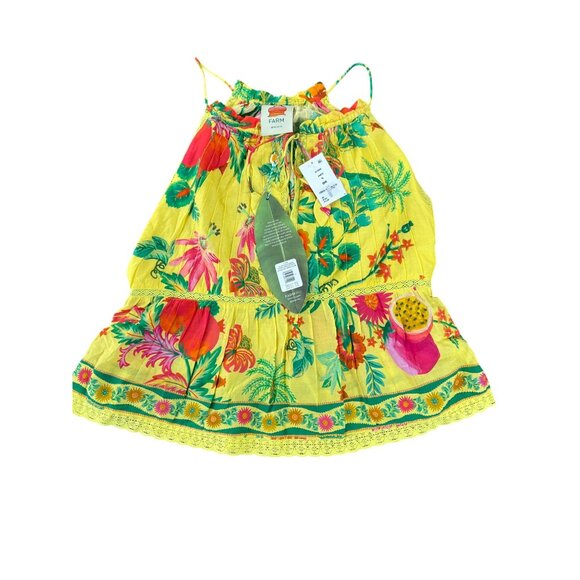 New FARM RIO size S small delicate fruit garden yellow sleeveless blouse top NWT - Picture 2 of 8